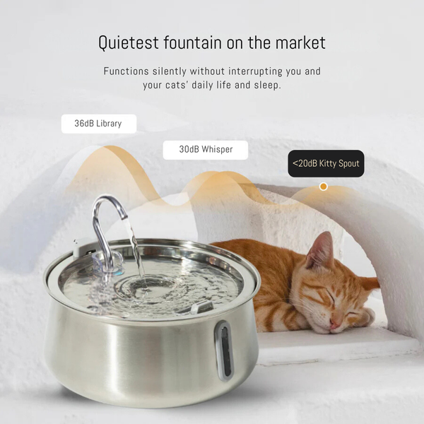 PurrFlow Ultra-Quiet Stainless Steel Cat Water Fountain – 4L BPA-Free Pet Hydration Station