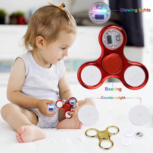 6-Color LED Glow Fidget Spinner - Light-Up Stress Relief Toy for Kids & Adults