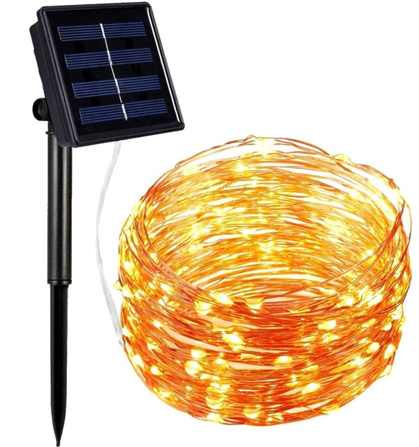 Solar-Powered Copper LED String Lights – Waterproof Outdoor Decorative Lighting for Gardens, Patios & Parties