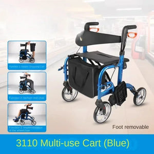 Lightweight 4-Wheel Folding Mobility Walker with Seat & Shopping Cart