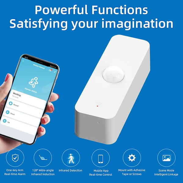 Tuya WiFi Smart Motion Sensor - Alexa & Google Home Compatible, Wireless Security Detector with Instant Alerts