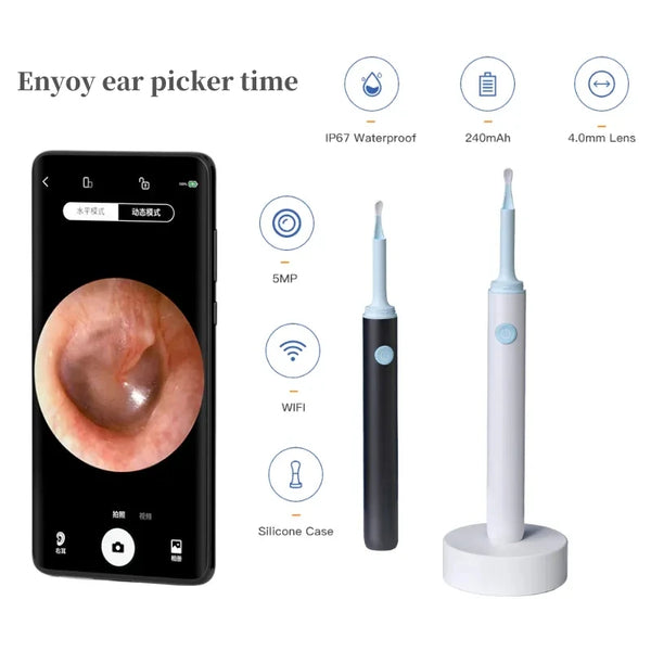 Wireless 5MP HD Ear Camera with WiFi for Android & iPhone – Portable Ear Scope for Safe Cleaning & Inspection