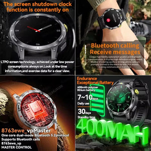 Rugged Outdoor GPS Smartwatch with Bluetooth Calling, Waterproof Design & Fitness Tracking