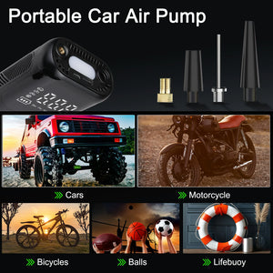 Portable Digital Air Compressor with Auto Shutoff & LED Light – Wireless Car Tire Inflator