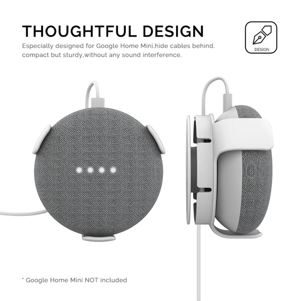 Google Home Mini Wall Mount with Cord Organizer - Space-Saving Outlet Holder