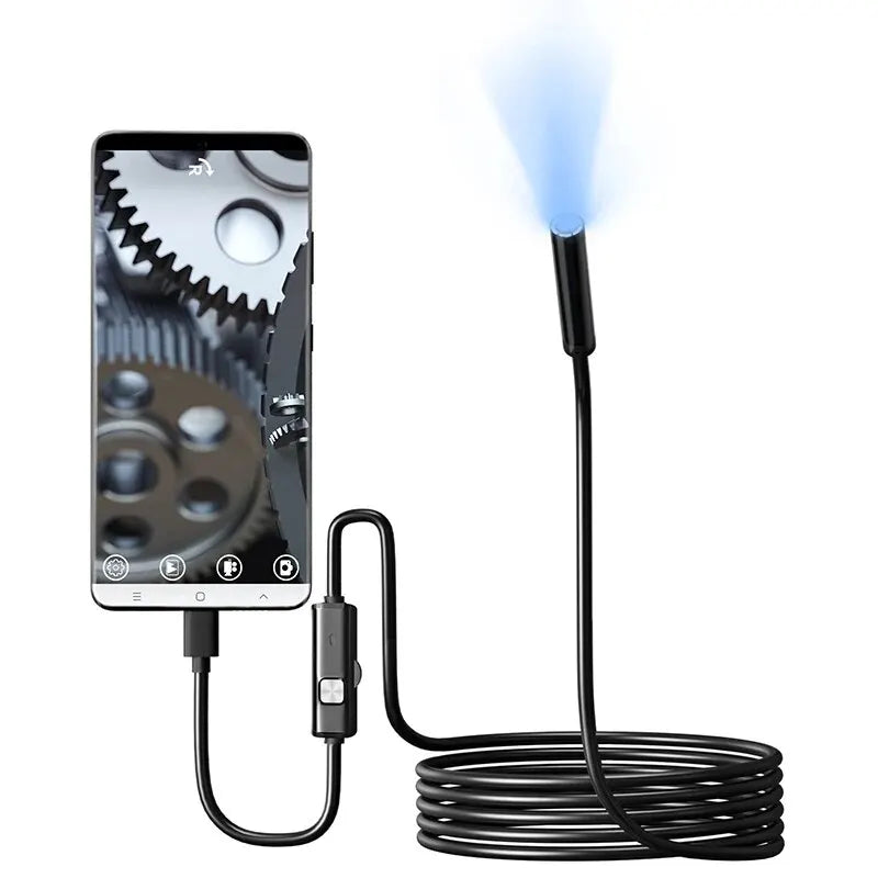 7.0MM Waterproof Endoscope Camera with 6 LEDs - USB & Type-C for Android, PC, and More