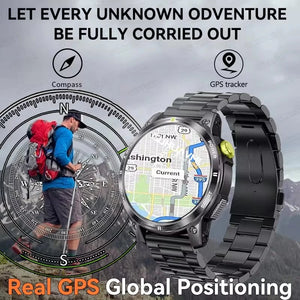 Rugged Outdoor GPS Smartwatch with Bluetooth Calling, Waterproof Design & Fitness Tracking