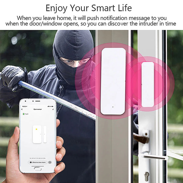 Tuya Smart WiFi Door Sensor - Wireless Security Alarm for Doors & Windows, Alexa & Google Home Compatible