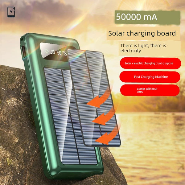 Fengyu 50000mAh Solar Power Bank – Ultra-Thin Portable Charger with Fast Charging & Solar Panel for Travel, Camping, and Emergencies