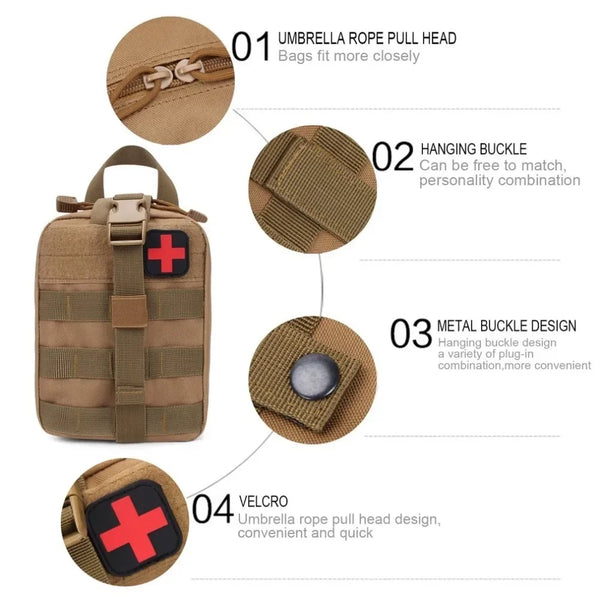 Molle-Compatible Outdoor Survival First Aid Kit – Durable Emergency Medical Pouch