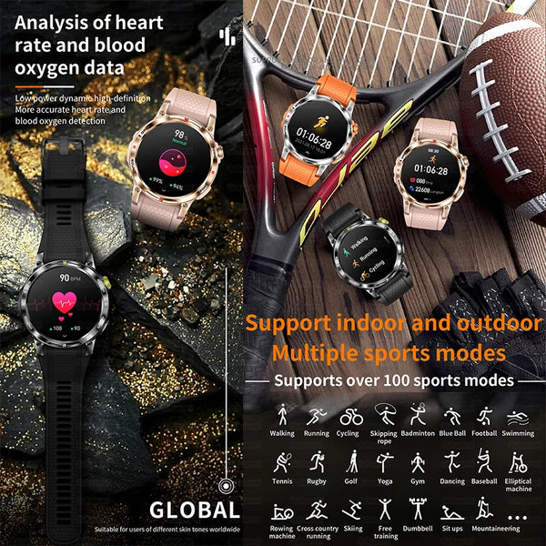 Rugged Outdoor GPS Smartwatch with Bluetooth Calling, Waterproof Design & Fitness Tracking