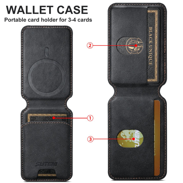 MagSafe Leather Wallet Case for iPhone 14/13/12/11/15 Pro Max – Slim Magnetic Card Holder & Protective Cover