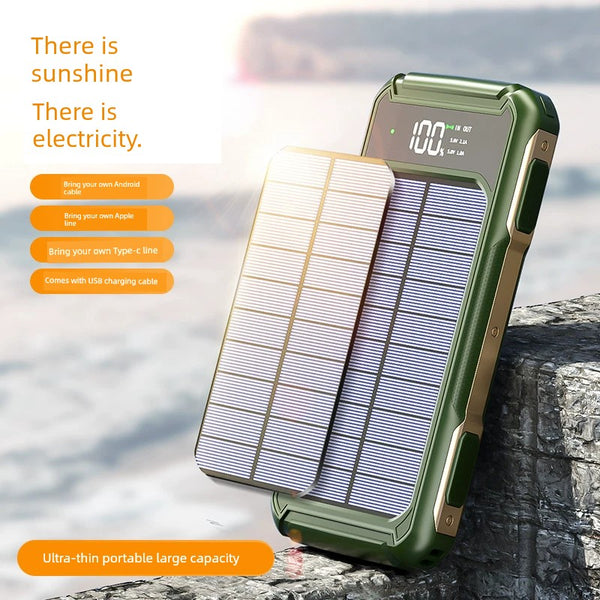 Fengyu 50000mAh Solar Power Bank – Ultra-Thin Portable Charger with Fast Charging & Solar Panel for Travel, Camping, and Emergencies