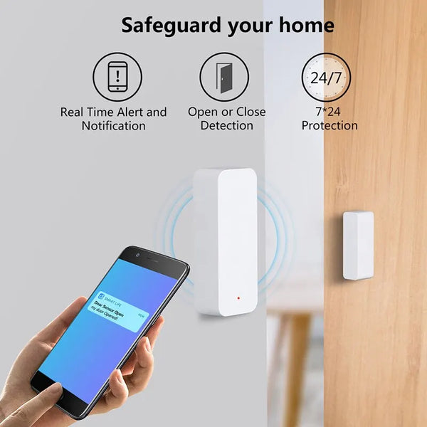 Tuya Smart WiFi Door Sensor - Wireless Security Alarm for Doors & Windows, Alexa & Google Home Compatible