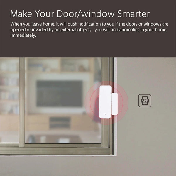 Tuya Smart WiFi Door Sensor - Wireless Security Alarm for Doors & Windows, Alexa & Google Home Compatible