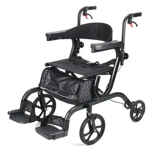 Lightweight 4-Wheel Folding Mobility Walker with Seat & Shopping Cart