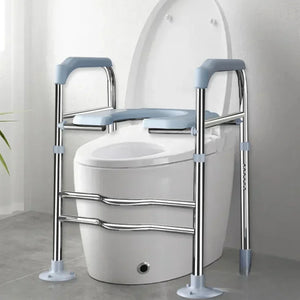 Adjustable Toilet Seat Riser with Handrails – Lightweight Mobility Aid for Seniors & Recovery