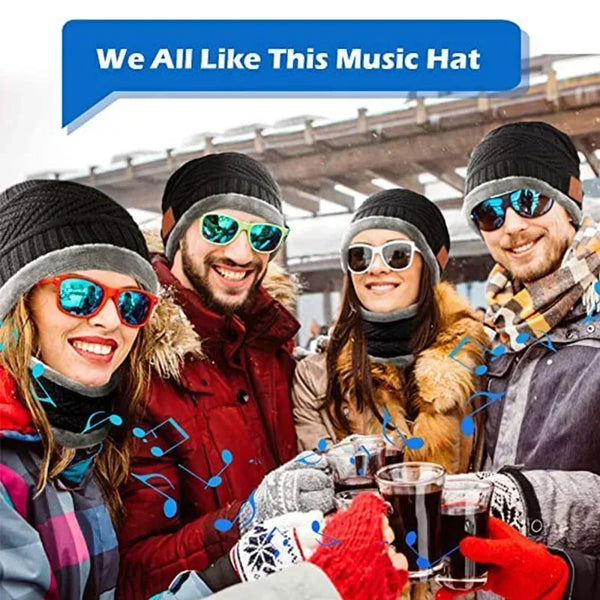 Wireless Bluetooth Beanie with Built-In Speakers & Mic for Hands-Free Calls