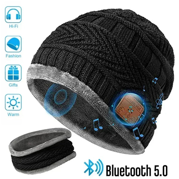 Wireless Bluetooth Beanie with Built-In Speakers & Mic for Hands-Free Calls