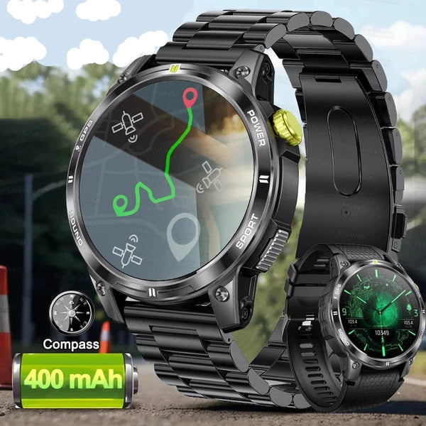 Rugged Outdoor GPS Smartwatch with Bluetooth Calling, Waterproof Design & Fitness Tracking