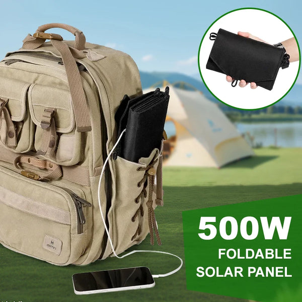 500W Portable Solar Charger - Foldable Fast-Charging Panel for Camping, Hiking & Outdoor Adventures