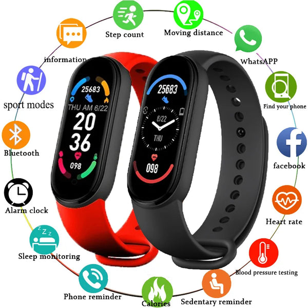 M6 Smartwatch – Advanced Fitness Tracker with Heart Rate, Blood Pressure, and Sleep Monitoring, Waterproof Design