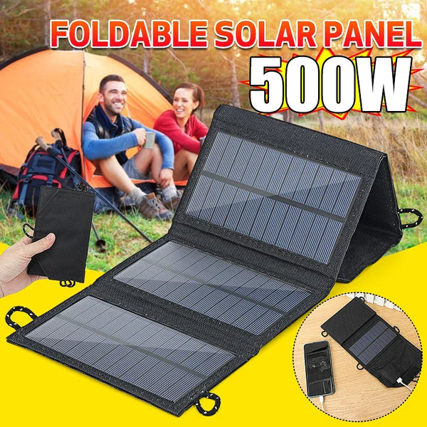 500W Portable Solar Charger - Foldable Fast-Charging Panel for Camping, Hiking & Outdoor Adventures